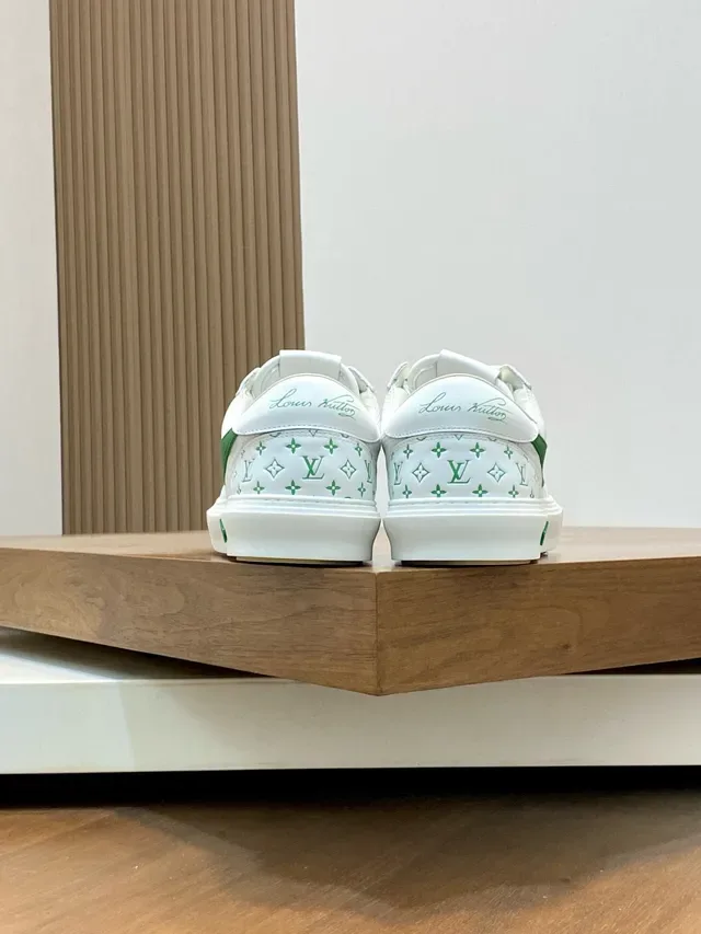 Louis Vuitton LV Trainer White Green Monogram-Printed Low-Top Lifestyle Sneakers 8