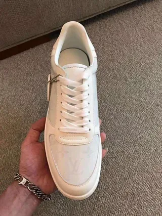 Louis Vuitton LV Trainer White Monogram-Coated Leather Circular Embossed Medallion Lifestyle Sneakers 5
