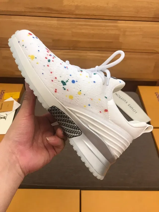 Louis Vuitton LV Trainer White Multicolor Knit Upper Speckle Print Lifestyle Sneakers 3