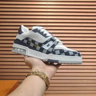 Louis Vuitton LV Trainer White Navy Low-Top Checkerboard Damier Textile Lifestyle Sneakers