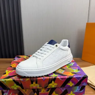 Louis Vuitton LV Trainer Zapatillas Lifestyle Blancas Marinas Low-Top Cuero Superior