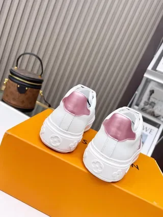 Louis Vuitton LV Trainer White Pink Leather Platform Sole Lifestyle Sneakers 3
