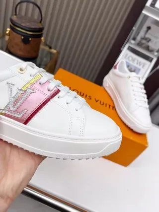 Louis Vuitton LV Trainer White Pink Leather Platform Sole Lifestyle Sneakers 4