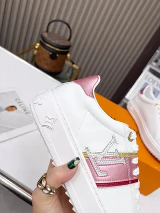 Louis Vuitton LV Trainer White Pink Leather Platform Sole Lifestyle Sneakers 5