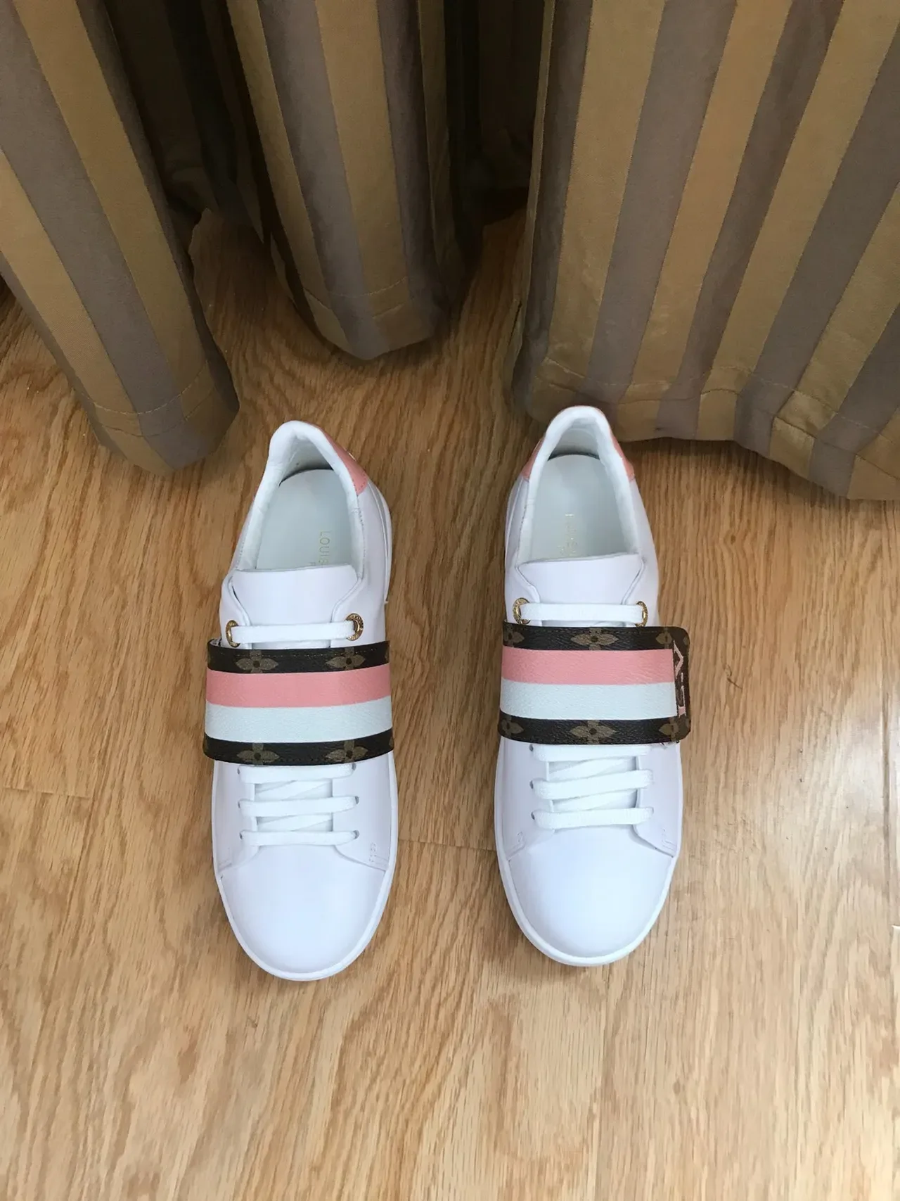 Louis Vuitton LV Trainer White Pink Monogram Strap Lifestyle Sneakers 2