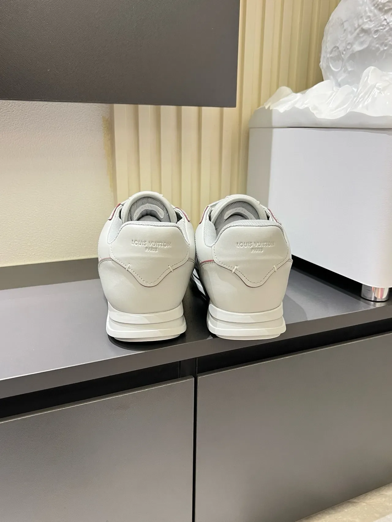 Louis Vuitton LV Trainer White Red Embossed Monogram Leather Lifestyle Sneakers 9