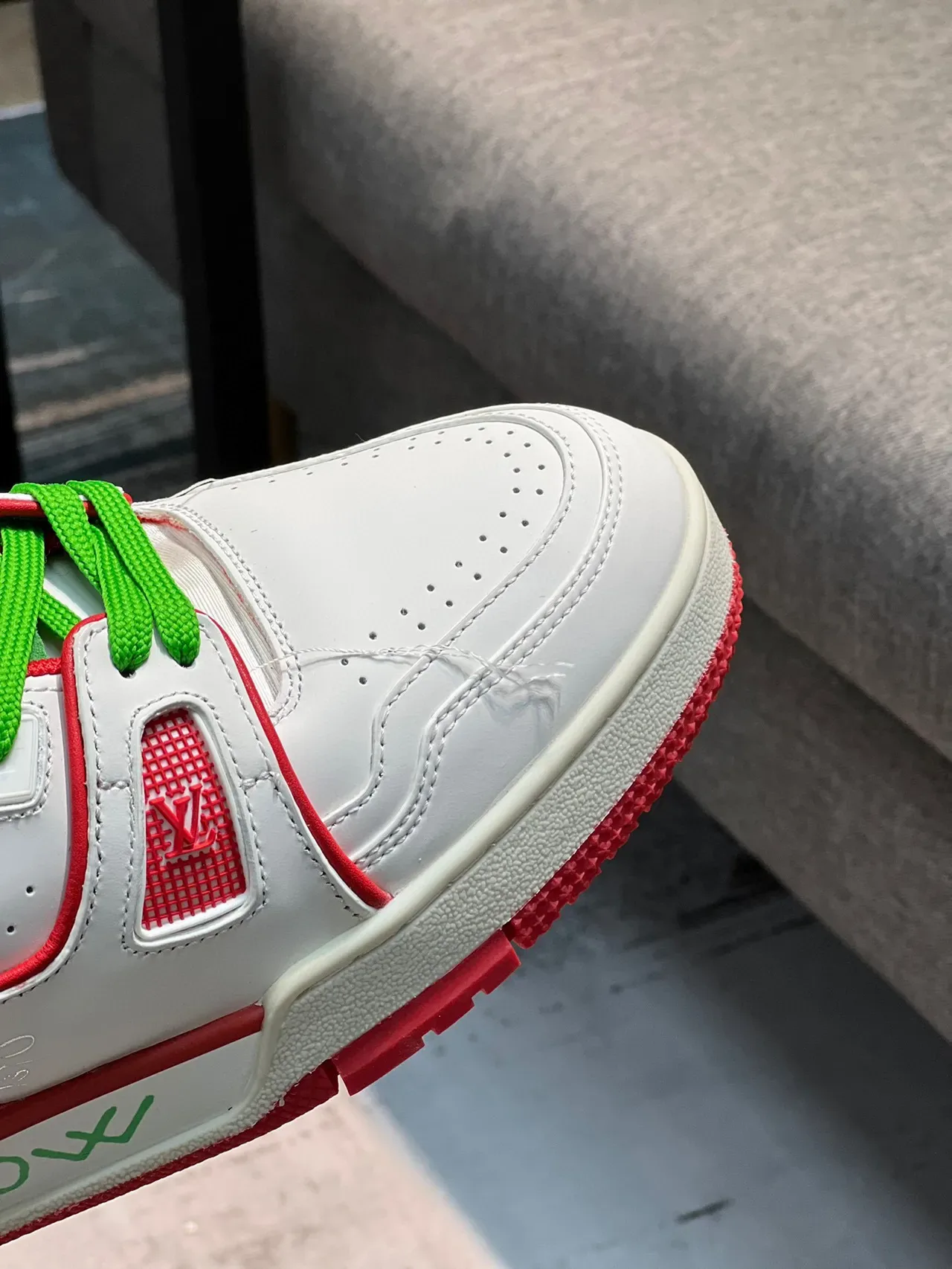 Louis Vuitton LV Trainer White Red Layered Synthetic Overlays Sculpted Multi-Tone Midsole Lifestyle Sneakers 3