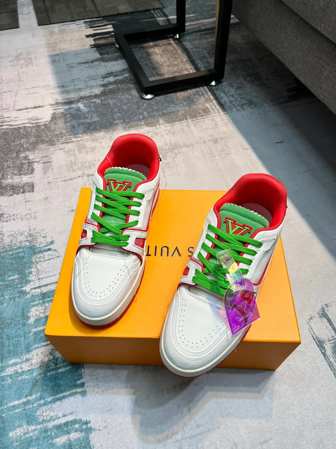 Louis Vuitton LV Trainer White Red Layered Synthetic Overlays Sculpted Multi-Tone Midsole Lifestyle Sneakers 5