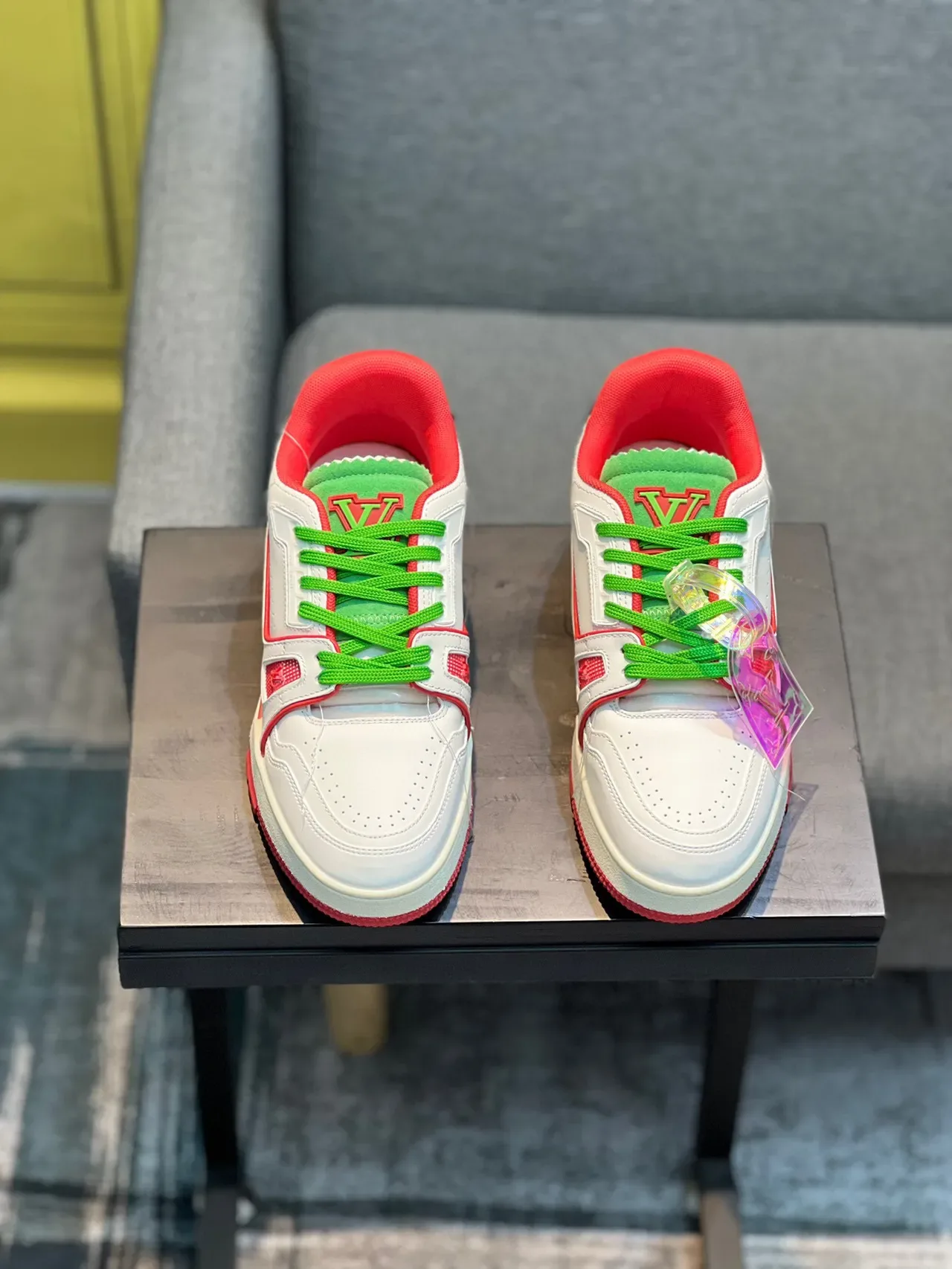 Louis Vuitton LV Trainer White Red Layered Synthetic Overlays Sculpted Multi-Tone Midsole Lifestyle Sneakers 6