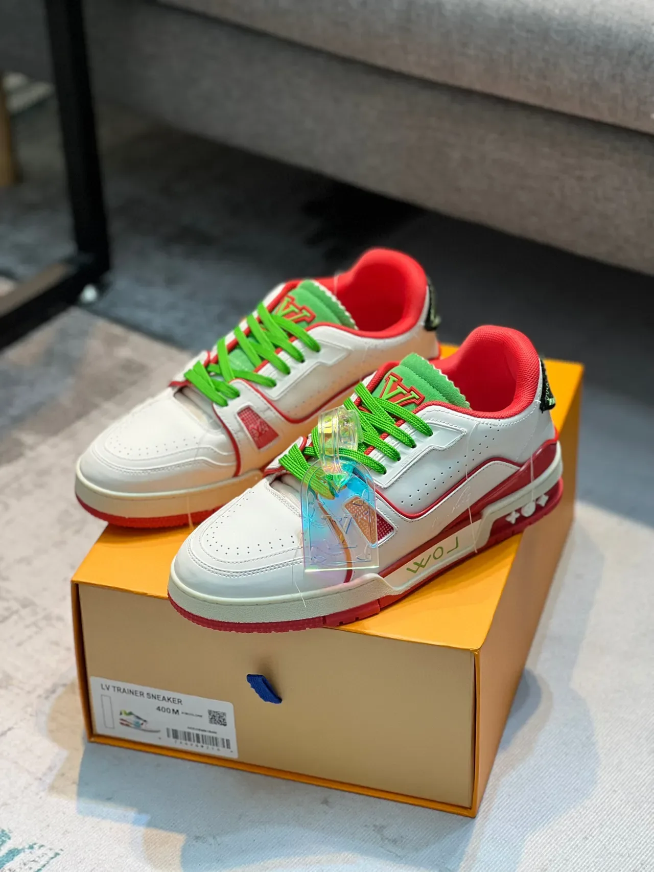 Louis Vuitton LV Trainer White Red Layered Synthetic Overlays Sculpted Multi-Tone Midsole Lifestyle Sneakers 7