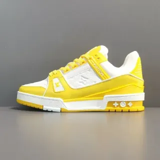 Louis Vuitton LV Trainer Yellow White Chunky Layered Midsole Monogram Leather Panels Lifestyle Sneakers