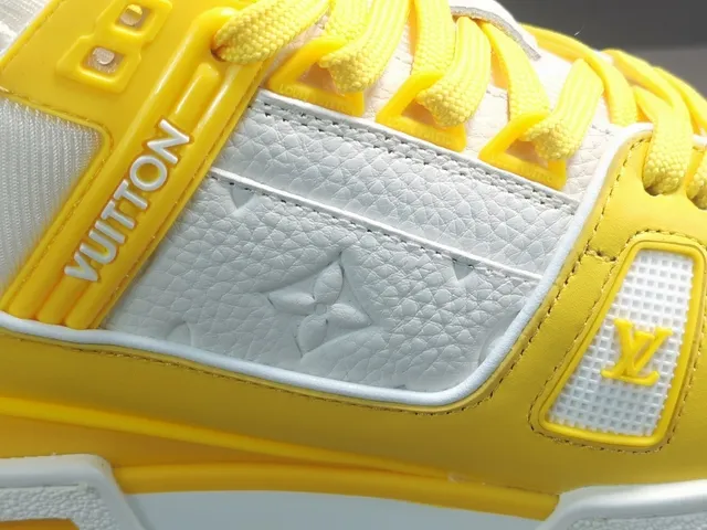 Louis Vuitton LV Trainer Yellow White Chunky Layered Midsole Monogram Leather Panels Lifestyle Sneakers 2