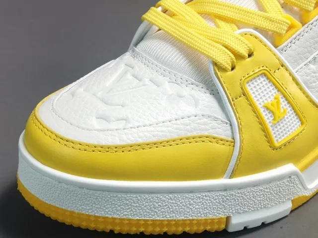 Louis Vuitton LV Trainer Yellow White Chunky Layered Midsole Monogram Leather Panels Lifestyle Sneakers 6