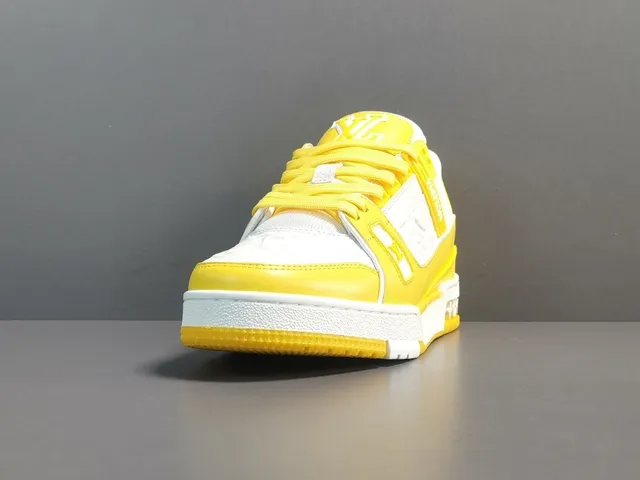 Louis Vuitton LV Trainer Yellow White Chunky Layered Midsole Monogram Leather Panels Lifestyle Sneakers 12