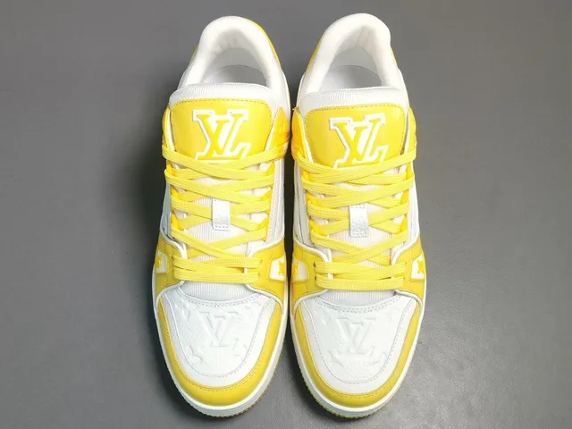 Louis Vuitton LV Trainer Yellow White Chunky Layered Midsole Monogram Leather Panels Lifestyle Sneakers 15