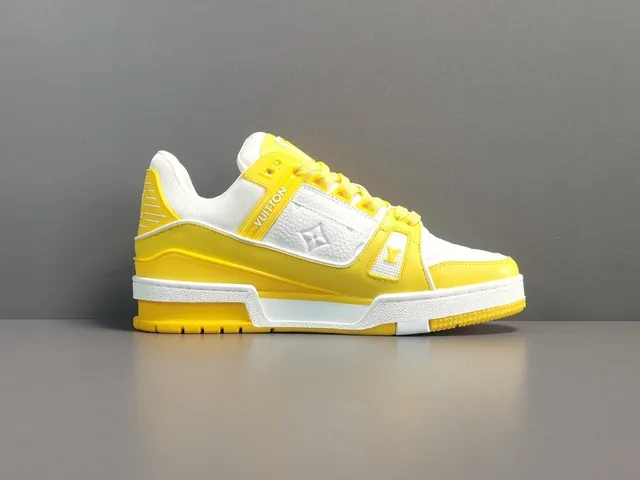 Louis Vuitton LV Trainer Yellow White Chunky Layered Midsole Monogram Leather Panels Lifestyle Sneakers 16