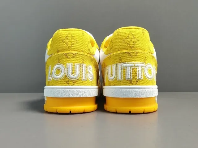 Louis Vuitton LV Trainer Sneakers Lifestyle Jaune Blanc Low-Top Monogram Textile 14