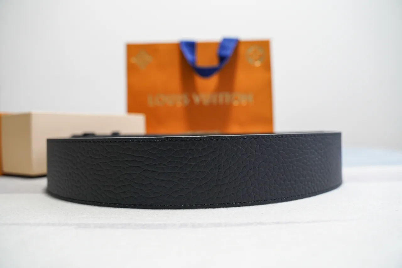 Louis Vuitton LV Turn Lock Black Grained Leather Belt 7