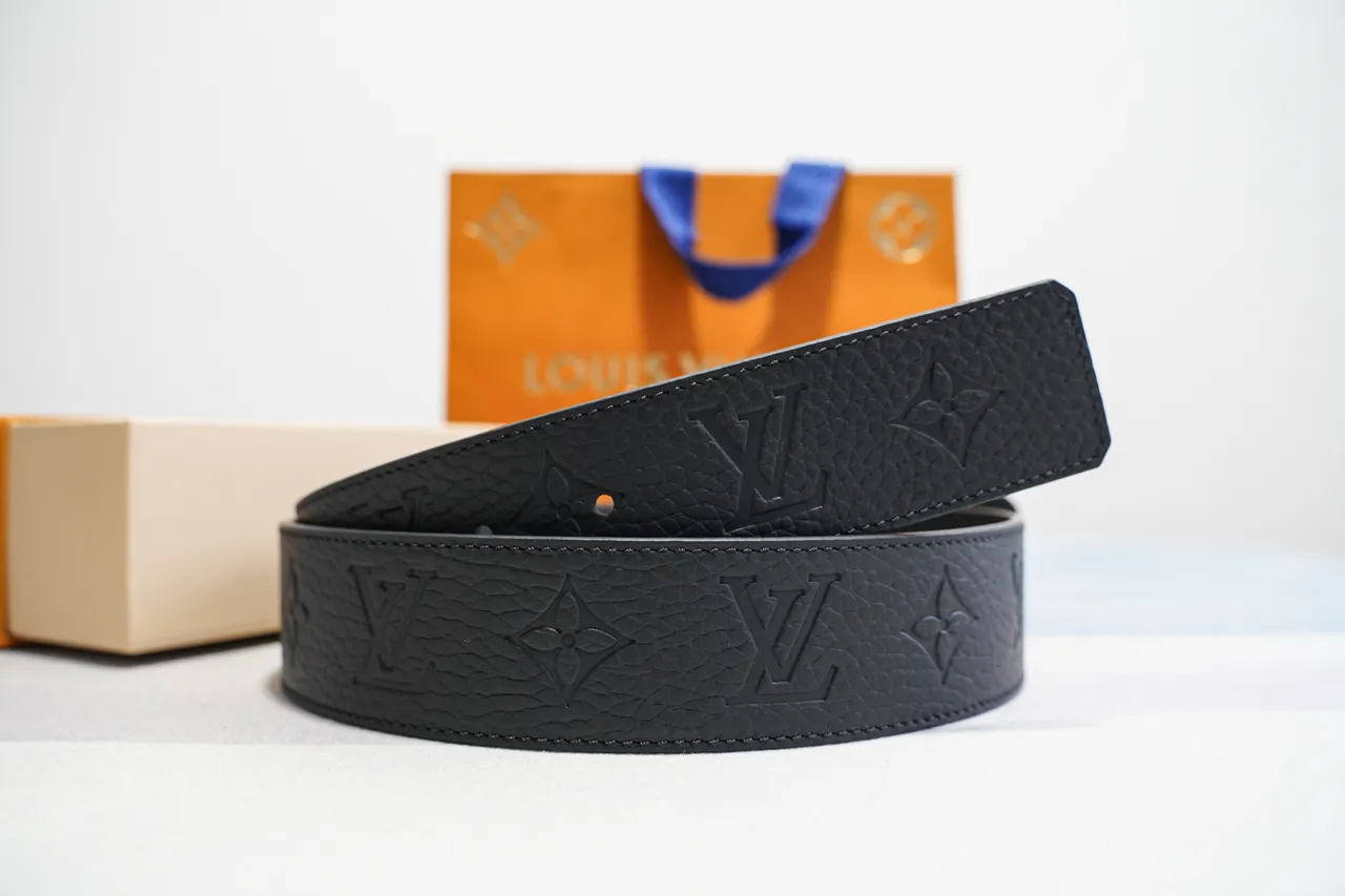 Louis Vuitton LV Turn Lock Black Grained Leather Belt 8