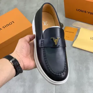 Louis Vuitton LV Twist Loafer काला सफेद चमड़ा Moc-Toe सिलाई