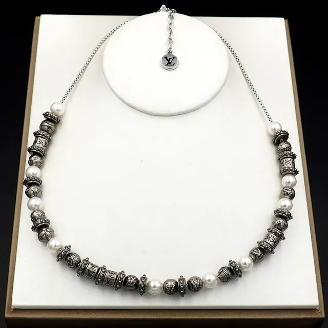 Louis Vuitton LV Whisper Beads Silver-Tone and White Beaded Necklace 3