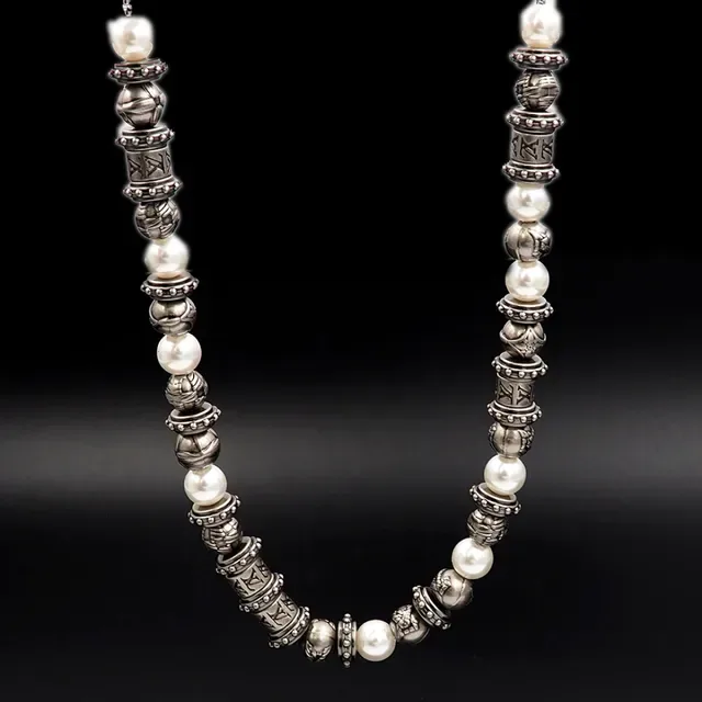 Louis Vuitton LV Whisper Beads Silver-Tone and White Beaded Necklace 9