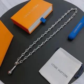 Louis Vuitton Microphone Pendant Silver-Toned Chain Necklace
