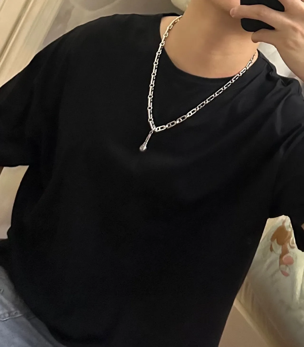 Louis Vuitton Microphone Pendant Silver-Toned Chain Necklace 2