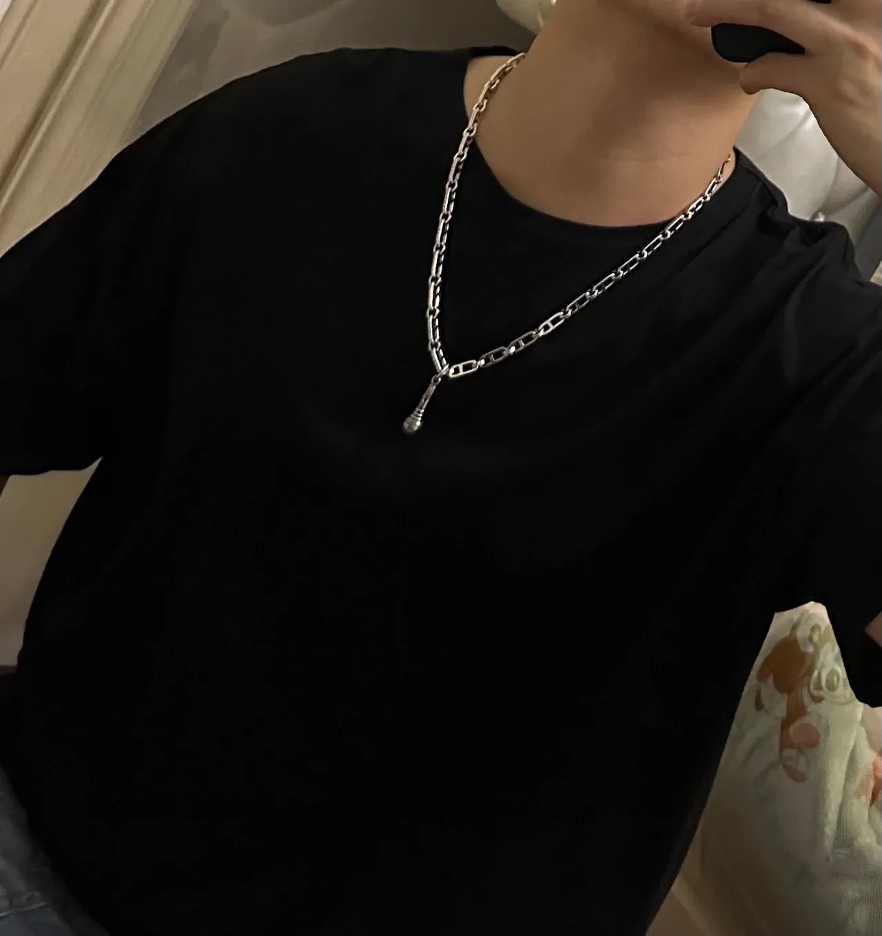 Louis Vuitton Microphone Pendant Silver-Toned Chain Necklace 7