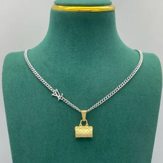 Louis Vuitton Monogram Bag Pendant Two-Tone Necklace