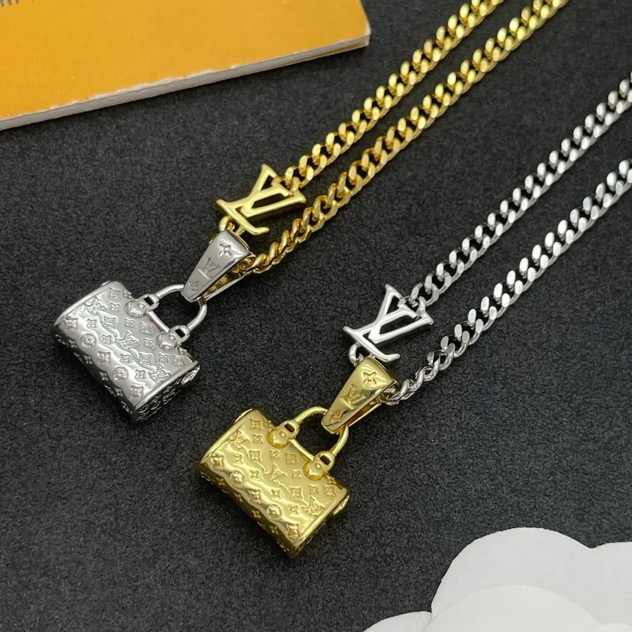 Louis Vuitton Monogram Bag Pendant Two-Tone Necklace 3