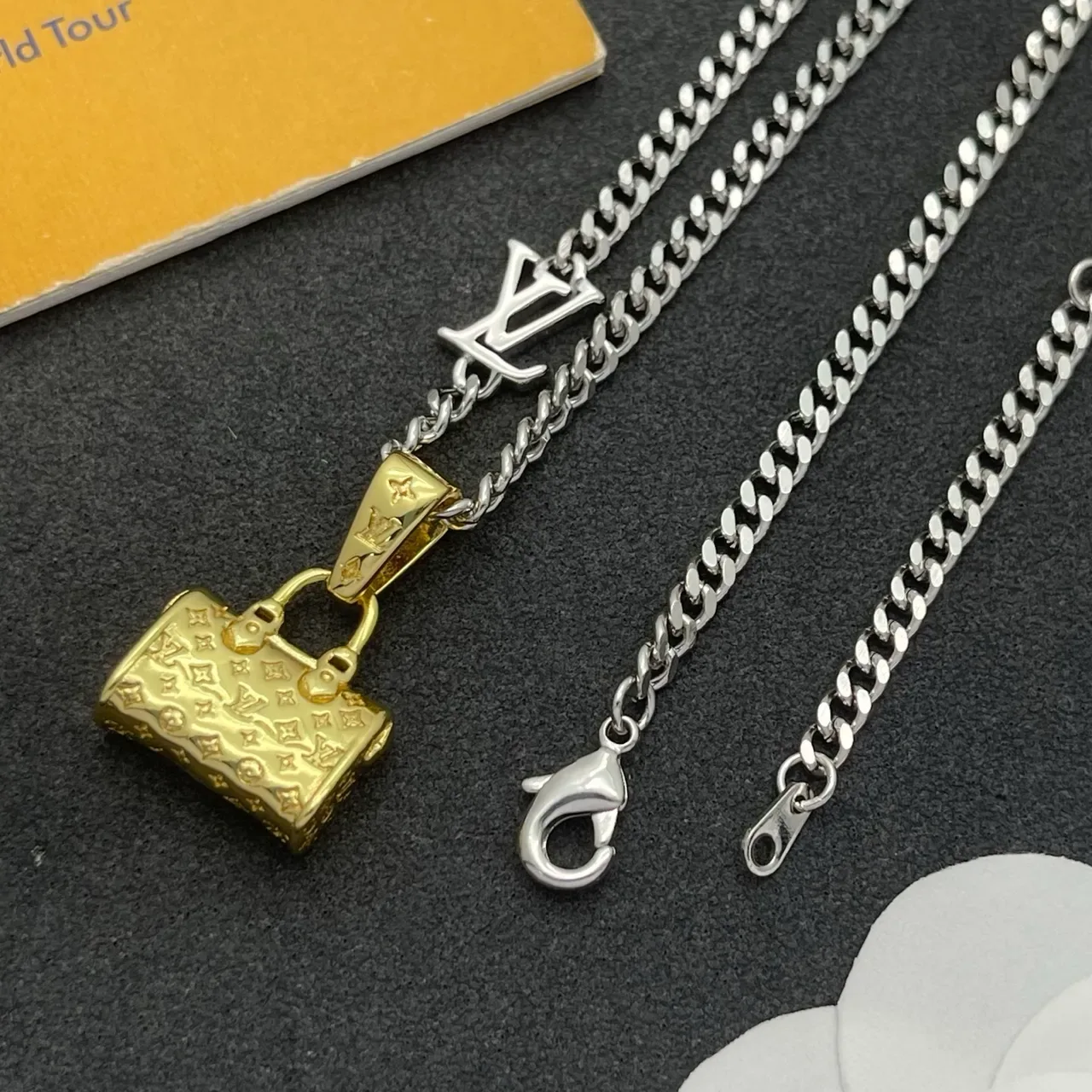 Louis Vuitton Monogram Bag Pendant Two-Tone Necklace 5