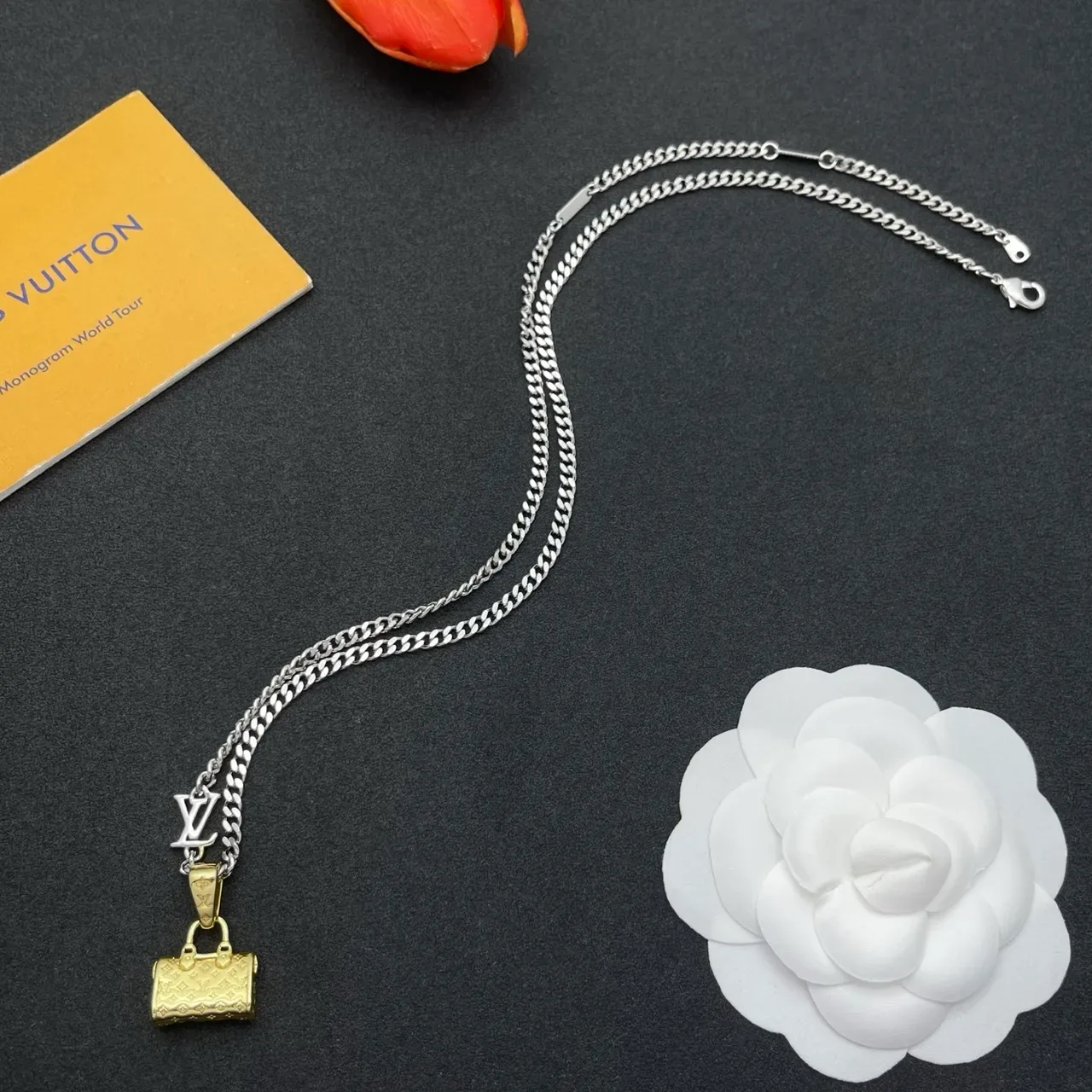 Louis Vuitton Monogram Bag Pendant Two-Tone Necklace 8