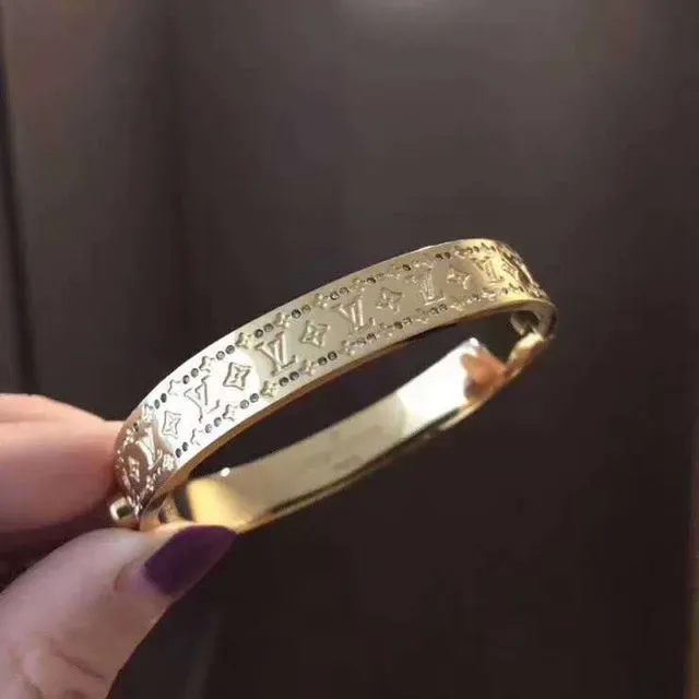 Louis Vuitton Monogram Bangle Gold Silver Bracelet 4