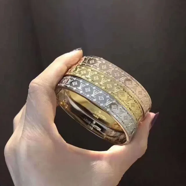 Louis Vuitton Monogram Bangle Gold Silver Bracelet 6