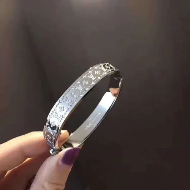 Louis Vuitton Monogram Bangle Gold Silver Bracelet 8