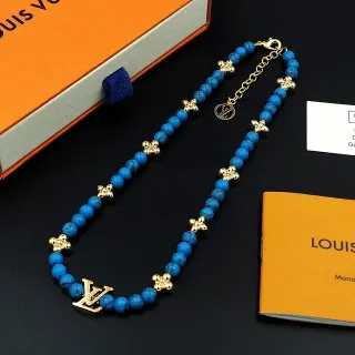 Louis Vuitton Monogram Beads 绿松石和金色调项链