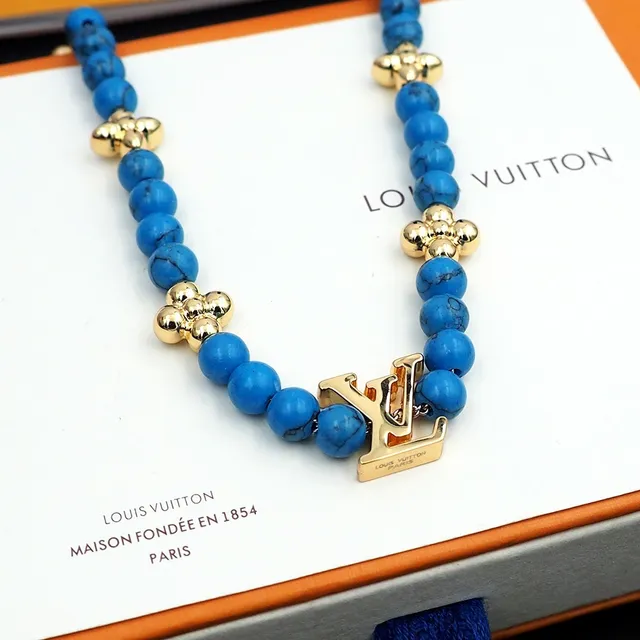 Louis Vuitton Monogram Beads Turquoise and Gold-Tone Necklace 2