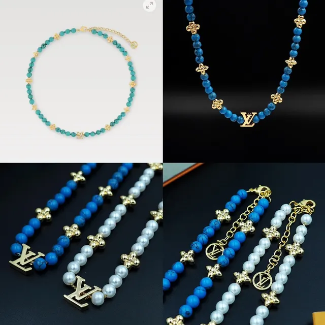 Louis Vuitton Monogram Beads Turquoise and Gold-Tone Necklace 12
