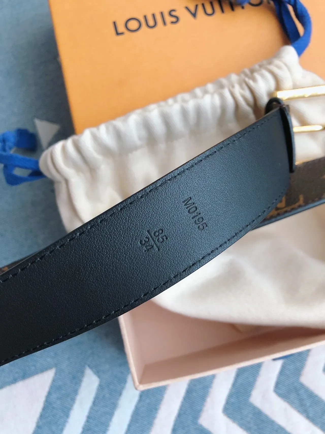 Louis Vuitton Monogram Belt Brown Gold Coated Canvas Rectangular Buckle Leather Belt 8