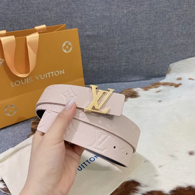 Louis Vuitton Monogram Belt Pink Gold LV Buckle Leather Belt 4