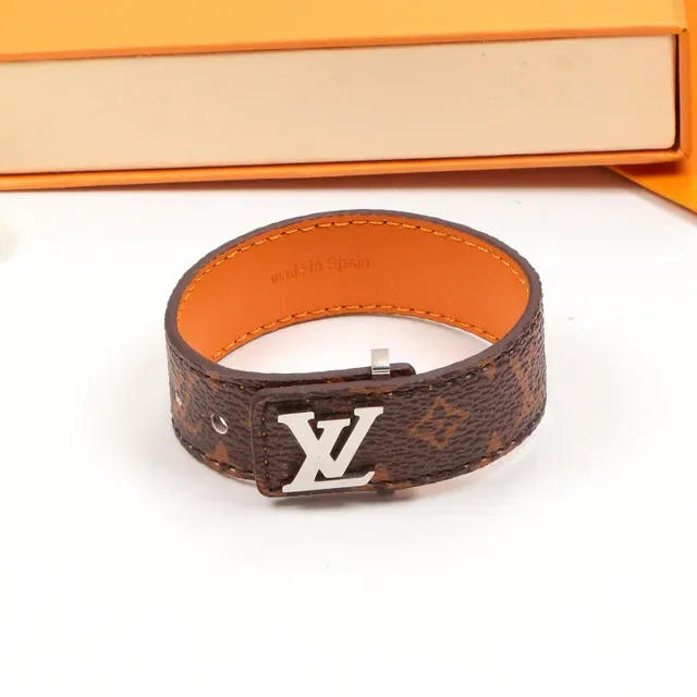 Ceinture Louis Vuitton Monogram Canvas Marron Or Métal Plaque Logo LV Cuir 2