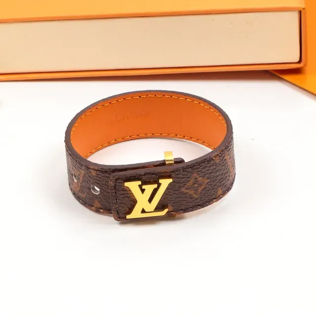 Ceinture Louis Vuitton Monogram Canvas Marron Or Métal Plaque Logo LV Cuir 5