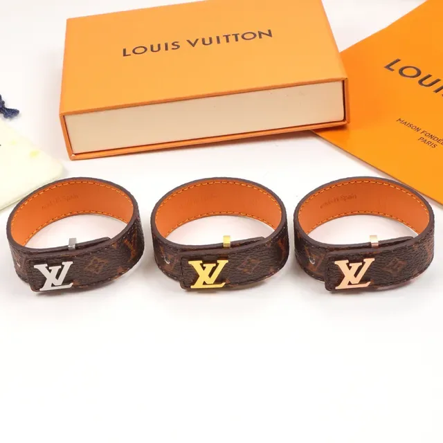 Ceinture Louis Vuitton Monogram Canvas Marron Or Métal Plaque Logo LV Cuir 6