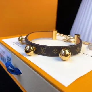 Louis Vuitton Monogram Canvas سوار بني ذهبي كرات سحرية