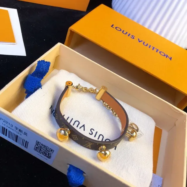 Louis Vuitton Monogram Canvas Pulseira Marrom Charms Esféricos Dourados 5