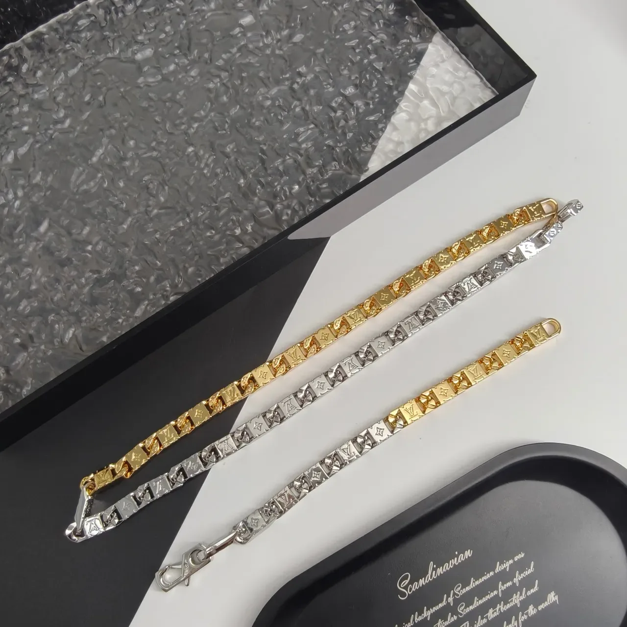 Louis Vuitton Monogram Chain Necklace Gold and Silver Tone Necklaces 2