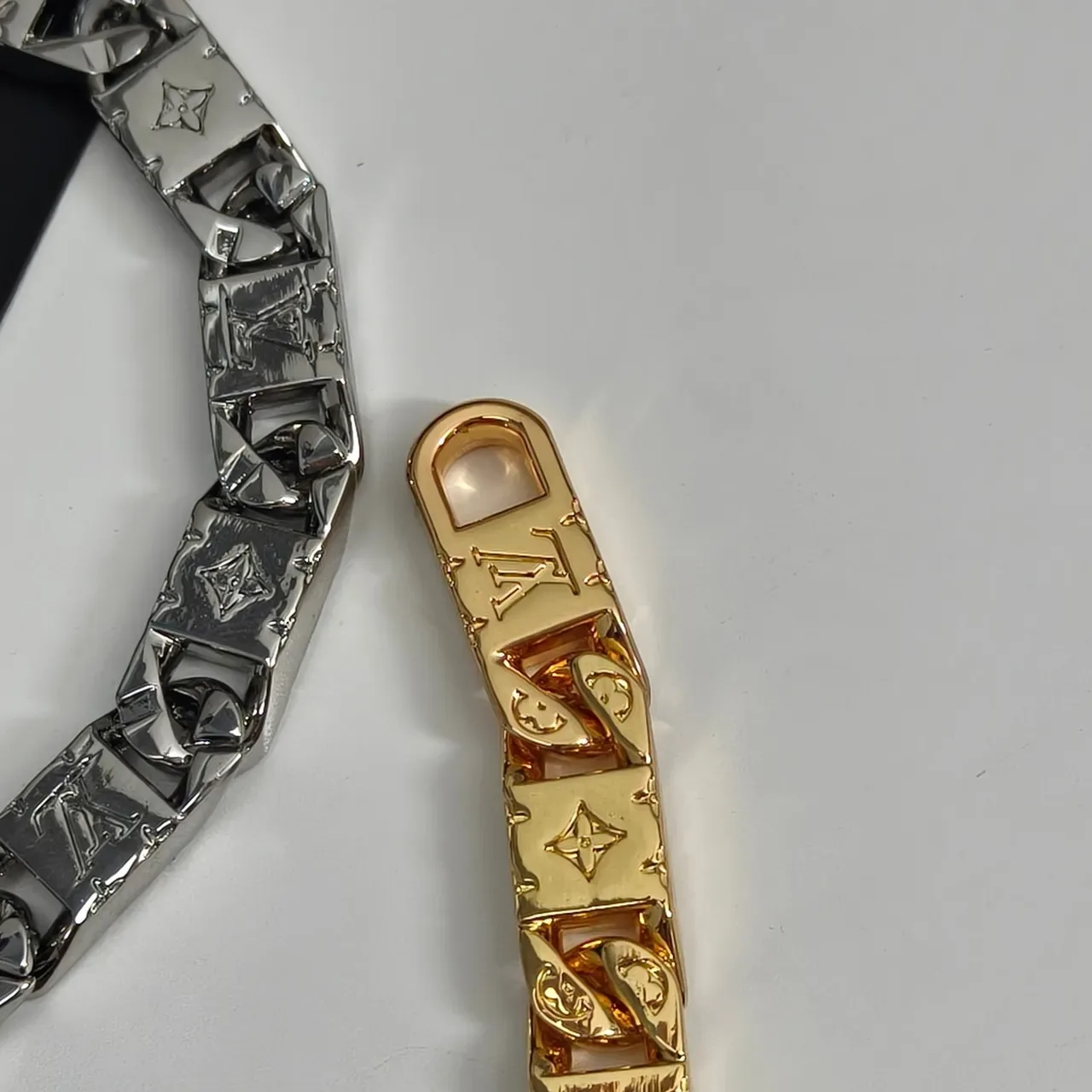 Louis Vuitton Monogram Chain Necklace Gold and Silver Tone Necklaces 7