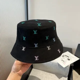 Louis Vuitton Monogram-Embroidered Black Bucket Hat