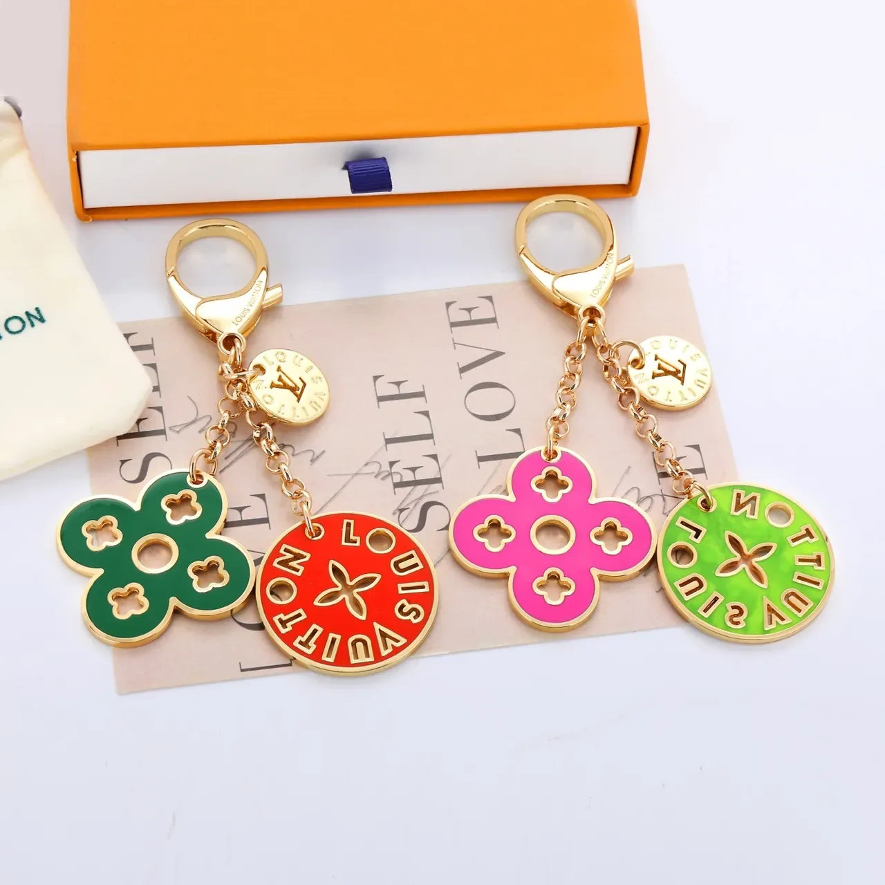 Louis Vuitton Monogram Flower and Alphabet Multicolor Gold Enamel-Coated Metal Quatrefoil Circular Disc Charms Bracelet 1